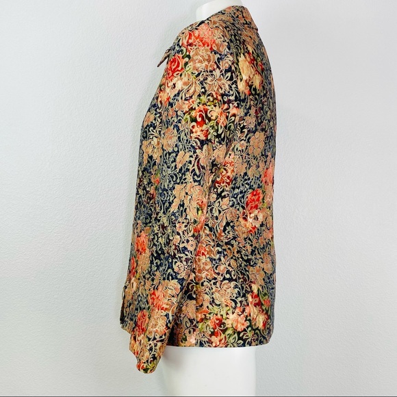 Elegance Paris Printed Flower Blazer Jacket Brown Black Gold size 10 - Picture 4 of 8